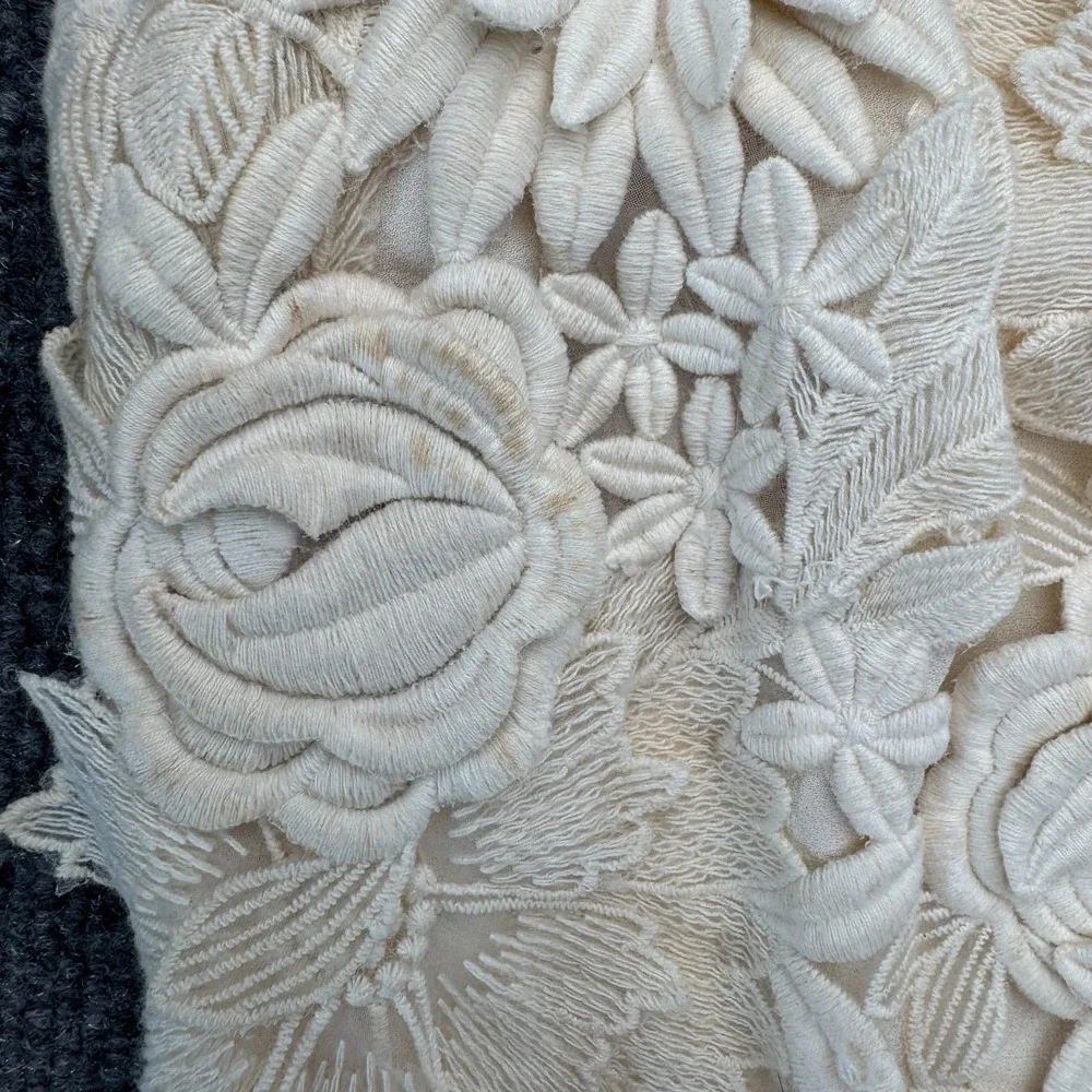 Tory Burch Merida Dress Ivory Floral Embroidered Lace Size 10 NWT $795